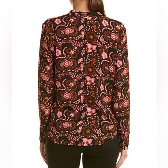 A.L.C. Danielle Silk Long Sleeve Top Pink Floral Print Size 2 - Picture 6 of 12
